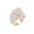 thumbnail image 1 of Bling Craft Cluster Heart Ring for Men Hip Hop Iced Out 2.05 ct Round Moissanite 14k Rose Gold Plated 925 Sterling Silver Size 8.5 (Color D, VVS1), 1 of 6