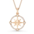 thumbnail image 1 of Bling Craft 925 Sterling Silver Moissanite Compass Necklace for Women 0.13 Carat 14k Rose Gold Plated Nautical Charm Pendant Color D VVS1, 1 of 7