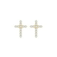 thumbnail image 1 of Bling Craft Moissanite Stud Earring Tiny Cross Earrings for Men Women 14K Yellow Gold Plated 925 Sterling Silver Hypoallergenic Jewelry, 1 of 6