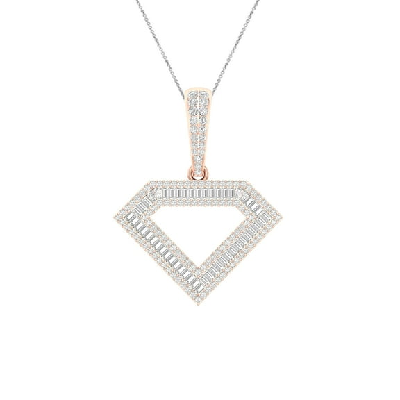 Bling Craft Diamond Shaped Hip Hop Iced Out Pendant for Men 1.68 Ct Round Moissanite 14k Rose Gold Plated 925 Sterling Silver (Color D, VVS1)