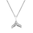 thumbnail image 1 of Bling Craft Dolphin Whale Tail Pendant 0.04 ct Round Moissanite Charm Necklace for Women 14k White Gold Plated 925 Sterling Silver (Color D, VVS1), 1 of 6