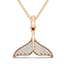 Bling Craft Fish Tail Pendant 0.20 ct Round Moissanite Mermaid Necklace for Women 14k Rose Gold Plated 925 Sterling Silver (Color D, VVS1)