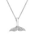 thumbnail image 1 of Bling Craft Whale Tail Necklace 0.14 ct Round Moissanite Ocean Pendant for Women 14k White Gold Plated 925 Sterling Silver (Color D, VVS1), 1 of 6