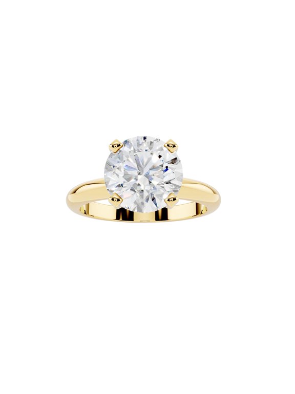 Solitaire Moissanite Engagement Ring for Women 14K Yellow Gold Plated 2CT 8.1MM Round Cut D Color VVS1 Clarity 925 Sterling Silver Wedding Promise Rings Size 9