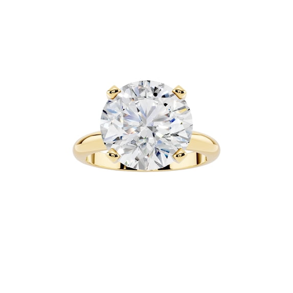 Bling Craft Solitaire Moissanite Engagement Ring for Women 14K Yellow Gold Plated 4CT 10.3MM Round Cut D Color VVS1 Clarity 925 Sterling Silver Wedding Promise Rings Size 8