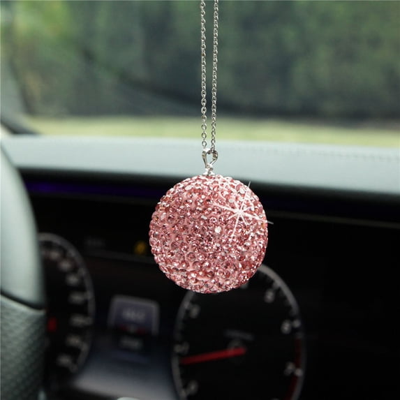 Bling Crystal Car Rearview Mirror Pendant Hanging Ornament Rhinestone Decoration No Impact Driving Vision Universal Fit for All Cars Gift Idea for Car Enthusiasts