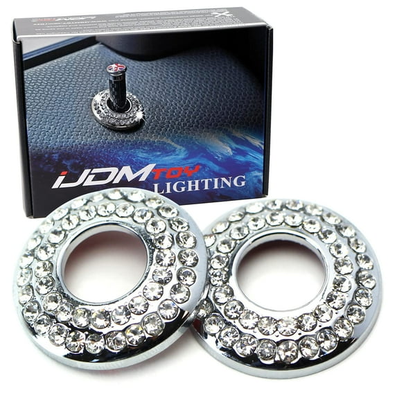 Bling Crystal Decor Alloy Door Lock Knob Ring Covers For Mini Cooper R55 R56 R57 R58 R59 R60, etc Silver