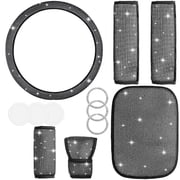 Bling Crystal Diamond Steering Wheel Cover, 9Pcs Shiny Rhinestone Sparkling Car Interior Decorations, Car Accessories for Women Girls, Universal Fit 14-15inch