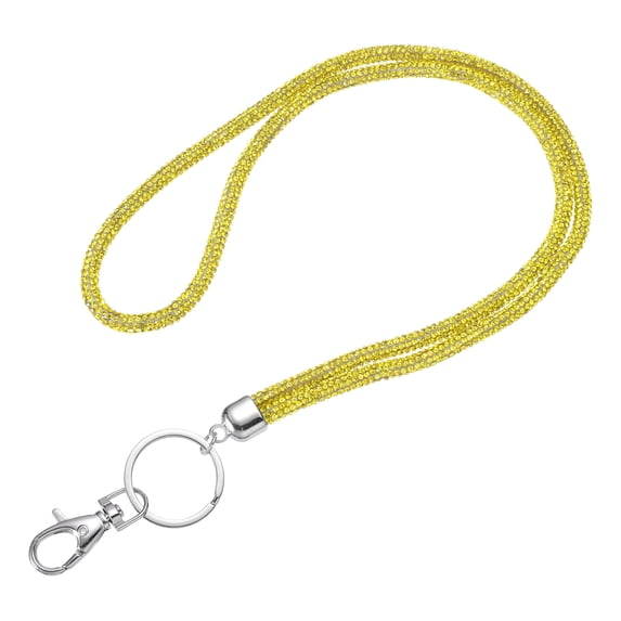Bling Crystal Lanyard, 80cm(31.5") Phone Crossbody Strap with Metal Clasp & Keyring for Women ID Card, Key Strap, Yellow