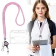 thumbnail image 1 of Bling Crystal Rhinestone Lanyard for Women - Cute ID Badge Holder with Keychain - Sparkling Neck Strap for Keys, Wallet & Card (Pink, Plastic), 1 of 8