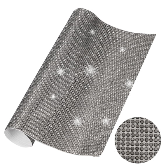 Bling Crystal Rhinestone Sheet, 9.4"x7.9" Self Adhesive Rhinestone Gem Stickers for DIY Crafts Gifts Phone Car Decorations, Dark Gray