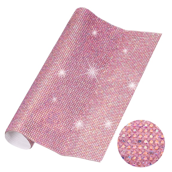 Bling Crystal Rhinestone Sheet, 9.4"x7.9" Self Adhesive Rhinestone Gem Stickers for DIY Crafts Gifts Phone Car Decorations, Pink