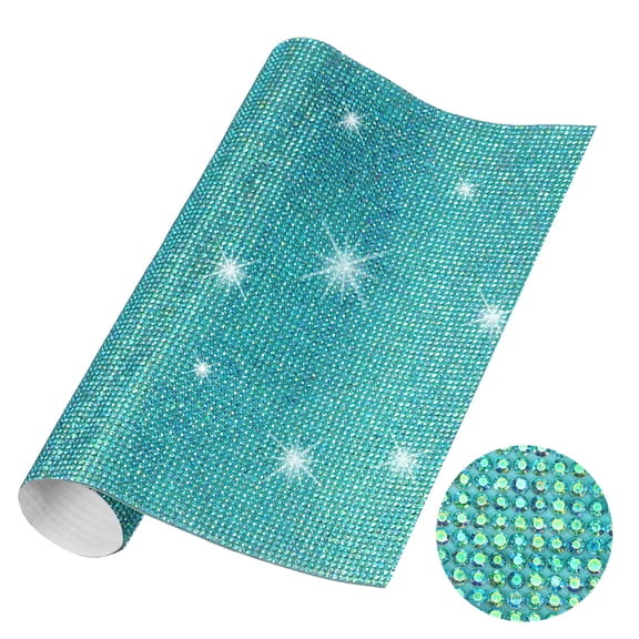 Bling Crystal Rhinestone Sheet, 9.4"x7.9" Self Adhesive Rhinestone Gem Stickers for DIY Crafts Gifts Phone Car Decorations, Shiny Lake Blue