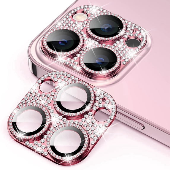 Bling Diamond Camera Lens Protector for iPhone 11 Pro & iPhone 11 Pro Max, Dteck Glitter Metal Lens Protective Cover, Pink