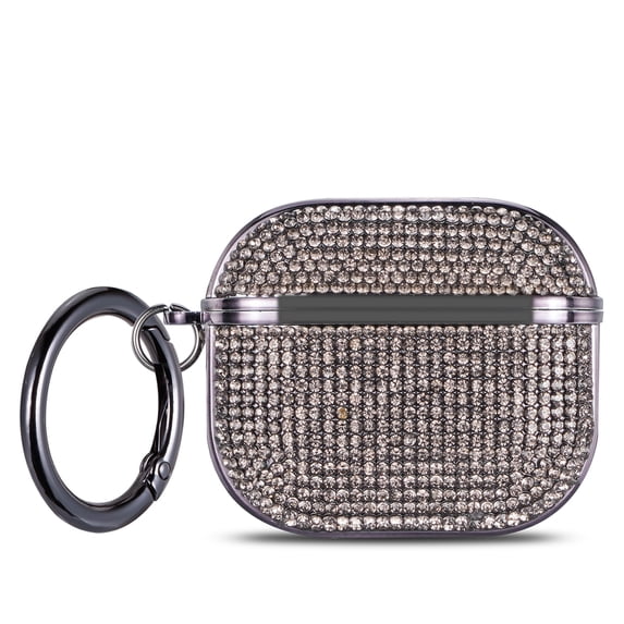 Bling Diamond Case for AirPods 3rd Gen (2021),Compatible with AirPods 3rd Gen (2021) Glitter Accessories Sparkly Rhinestone Shockproof Cover Protective with Keychain for Women Girls,Black