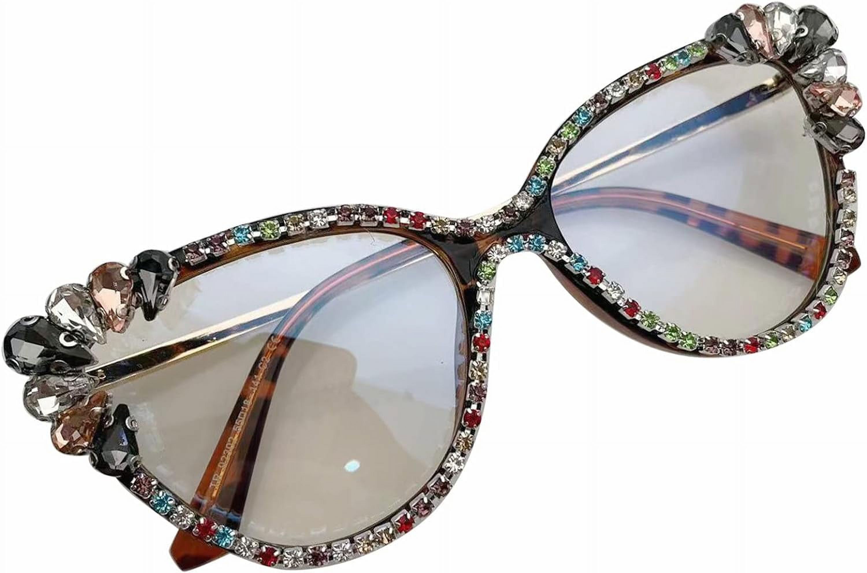 Bling Diamond Reading Glasses For Women Blue Light Blocking Cat Eye