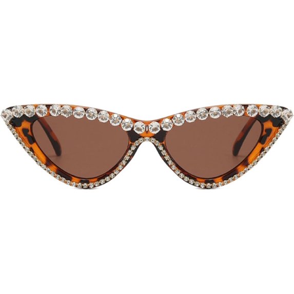 Bling Diamond Sunglasses Crystal Rhinestone Shades Retro Half Rim Women Cat Eye Sunglasses Eyewear