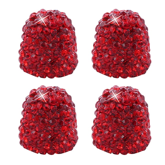 Bling Diamond Valves Stems Caps, 4 Pack Sparkly Handmade Crystal Rhinestone Car Tire Valves Caps, Universal Wheel Tire Valves Stems Protective Covers for Cars SUVs Trucks Motorcycles Bikes(Red)