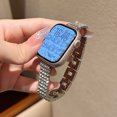 thumbnail image 1 of Bling Diamond Watch Band Compatible for iWatch Series 10 9 8 7 6 5 4 SE 3 2 1 46/45/44/42mm Slim Replacement Four-row Drills Sparkly Diamond Metal Thin Strap for Apple Watch Ultra 49mm, Silver, 1 of 6