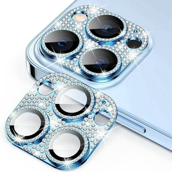 Bling Diamond iPhone 12 Pro Max Camera Lens Protector, Dteck Glitter Metal Lens Protective Cover for Apple iPhone 12 Pro Max, Blue