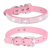 Bling Dog Collar, Sparkly Rhinestone Crystal Studded Adjustable Collar, Glamorous Fashion for Small Medium Dogs, Parties & Special Events LPink