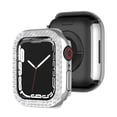 thumbnail image 1 of Bling Double-Rows Rhinestone Bumper Case for Apple watch 38/40/41/42mm,Diamond Protective Cover for Women,Hard PC Frame Protector for iWatch Series 10 9 8 7 6 SE 5 4 3 2 1,Silver, 1 of 7