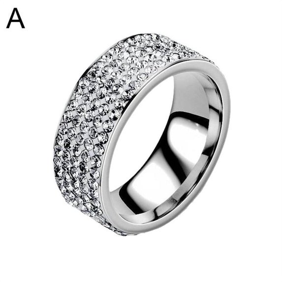 Bling Full Rhinestone Womens Ring Gold Color Steel Rings For Men Women Fashion Jewelry X9G6
