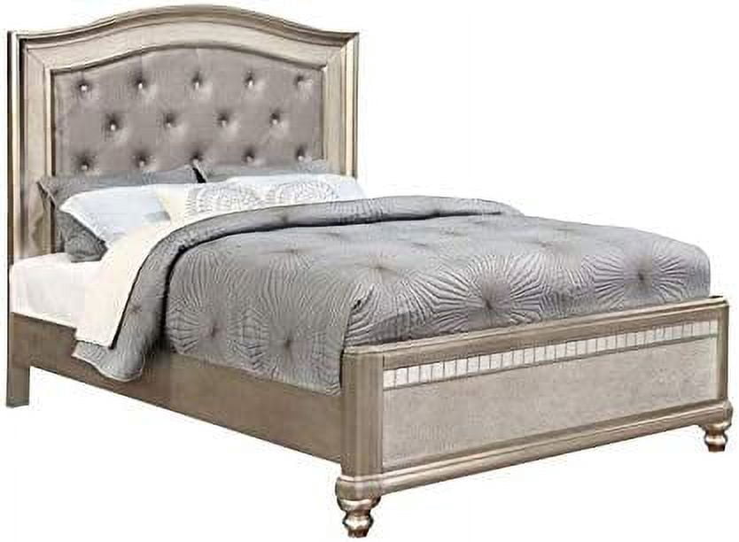 Bling Game Upholstered Storage Queen Bed Metallic Platinum