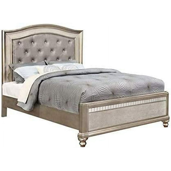 Bling Game Upholstered Storage Queen Bed Metallic Platinum