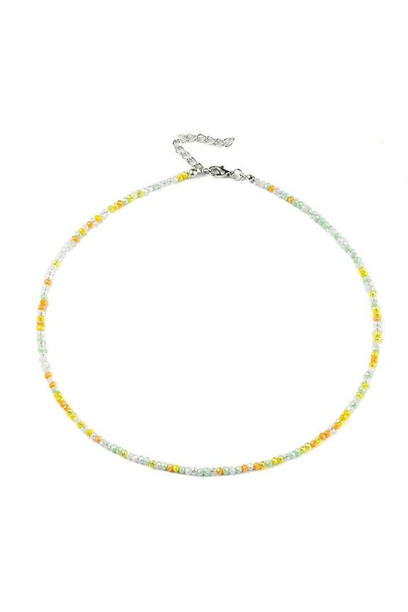 Bling Glass Beaded Necklace for Women Orange 16.93 inch(43cm)