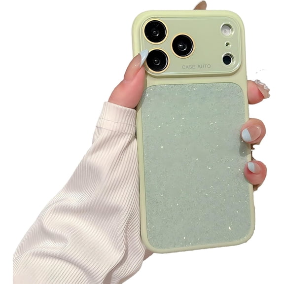 Bling Glitter Back Camera Protection Phone Case for iPhone (Green,iPhone 17 Pro Max)
