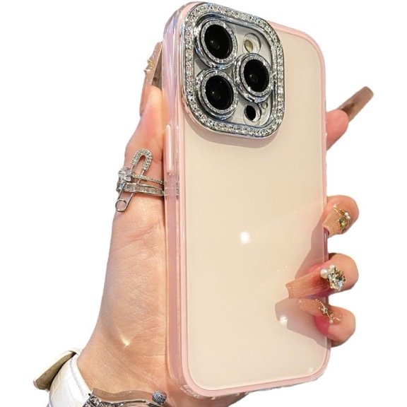 Bling Glitter Camera Edge Phone Case for iPhone (for iPhone 17 Pro Max,Pink)