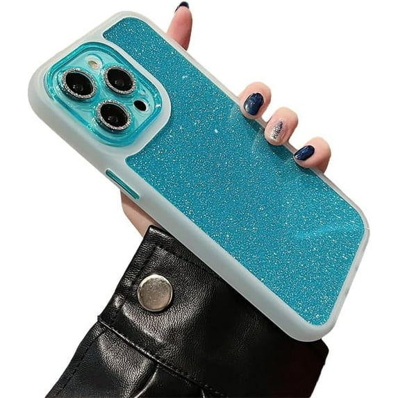 Bling Glitter Camera Lens Protection Compatible with iPhone Case (Blue,iPhone 12 Pro)