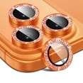 thumbnail image 1 of Bling Glitter Camera Lens Protector for iPhone 17 Pro, 9H Tempered Glass Camera Cover Screen Protector Metal Ring Decoration Accessories,Orange, 1 of 5