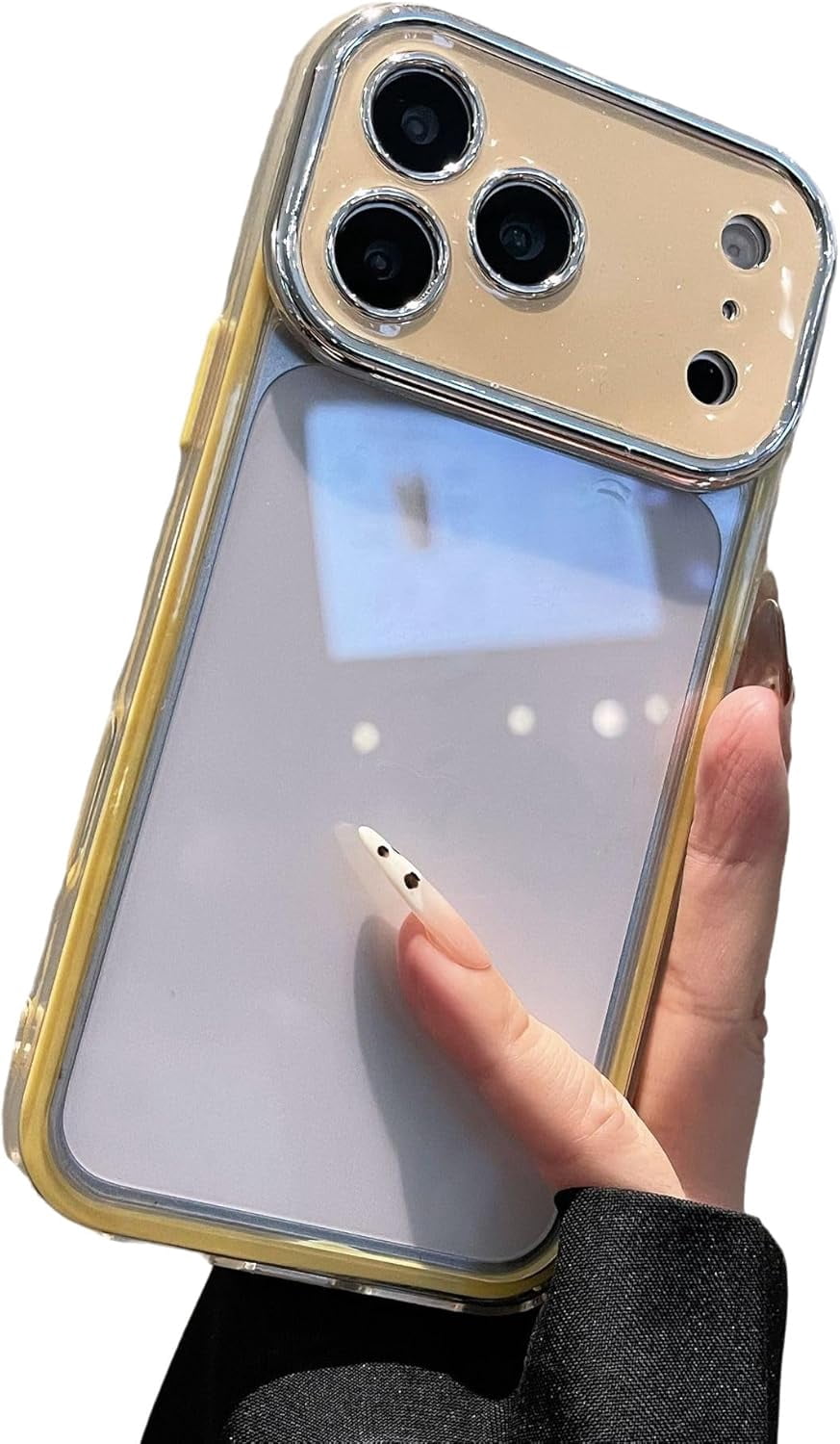 Bling Glitter Camera Protect Clear Phone Case for iPhone (Yellow,iPhone ...