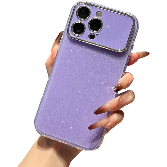 Bling Glitter Camera Protect Phone Case for iPhone (Purple,iPhone 17)