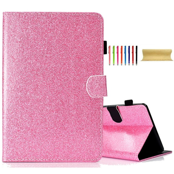 Bling Glitter Case for Amazon Kindle Fire Max 11 Tablet (13th Gen, 2023 Release) 11", Protective Wallet Card Slot Case with Pencil Holder,Premium PU Leather Folding Kickstand Cover, Pink