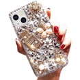 thumbnail image 1 of Bling Glitter Case,Luxury Diamond Rhinestone 3D Perfume Bottle and Flower Gemstone Soft TPU Back Cover Case for Women Girls with iPhone 13 6.1" 2021, 1 of 6