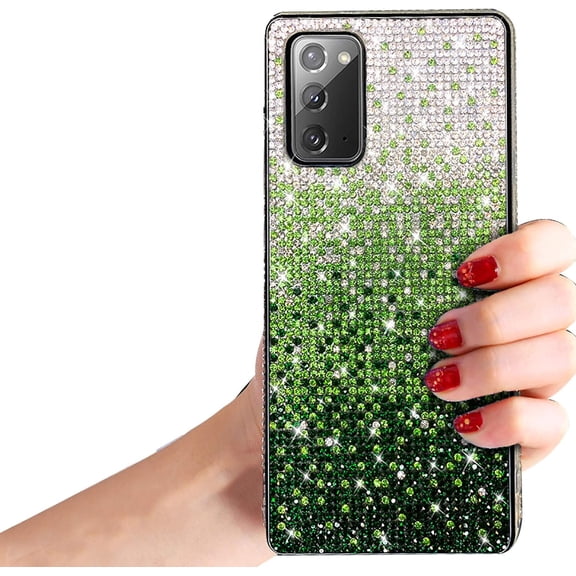 Bling Glitter Case for Samsung Galaxy Note 20,Sparkle Crystal Rhinestone 3D Homemade Diamond Full Cover Soft Slim Clear Bumper Protective Phone Case for Samsung Galaxy Note 20,Green