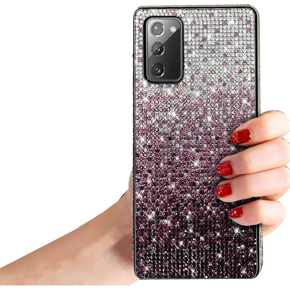 Bling Glitter Case for Samsung Galaxy Note 20,Sparkle Crystal Rhinestone 3D Homemade Diamond Full Cover Soft Slim Clear Bumper Protective Phone Case for Samsung Galaxy Note 20,Purple