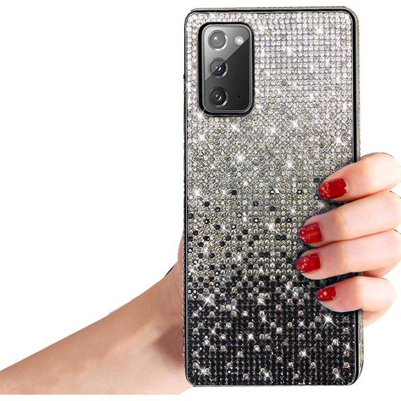Bling Glitter Case for Samsung Galaxy Note 20 Ultra,Sparkle Crystal Rhinestone 3D Homemade Diamond Full Cover Soft Slim Clear Bumper Protective Phone Case,Black