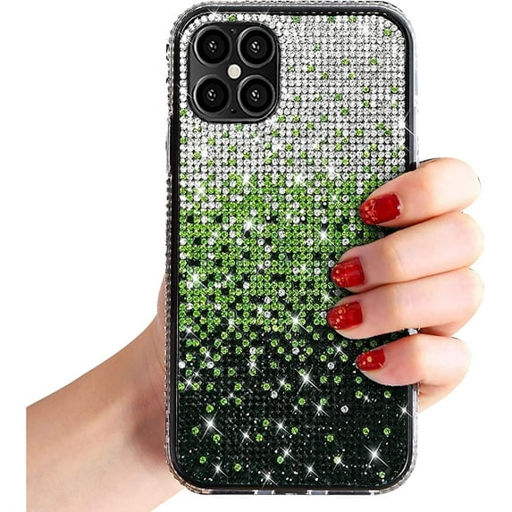 Bling Glitter Case for Samsung Galaxy S23 Plus 5G,Sparkle Crystal Rhinestone 3D Homemade Diamond Full Cover Soft Slim Clear Bumper Protective Phone Case-Green