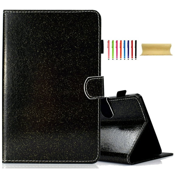 Bling Glitter Case for Samsung Galaxy Tab S9/S8/S7 Case 11 Inch 2023/2022/2020 SM-X710/700/T870, Protective Wallet Card Slot Case with Pencil Holder,Premium PU Leather Folding Kickstand Cover, Black
