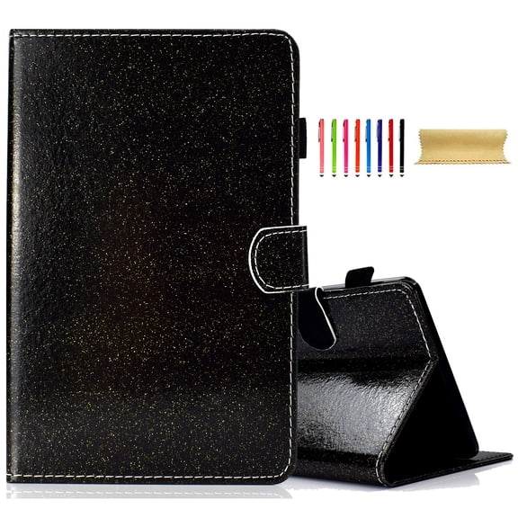 Bling Glitter Case for iPad 5th/6th Generation (9.7-inch, 2017/2018), iPad Air 2, Protective Wallet Card Slot Case with Pencil Holder,Premium PU Leather Folding Kickstand Cover, Black