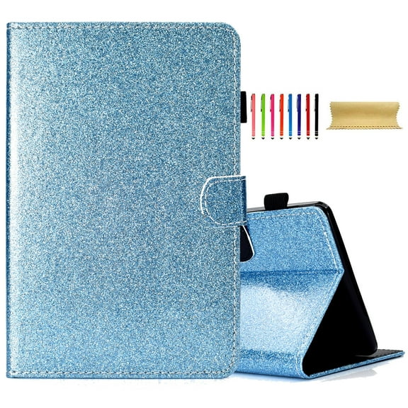 Bling Glitter Case for iPad Mini 6 8.3 Inch 2021 iPad Mini 6th Generation, Protective Wallet Card Slot Case with Pencil Holder,Premium PU Leather Folding Kickstand Cover, Blue
