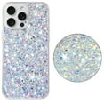 thumbnail image 1 of Bling Glitter Case for iPhone 12 Pro/12 Case for Women Girls, Pretty Star Flash Twinkle Stardust Relief Pattern, Sparkling Powder Decoration, Heavy Duty Shockproof Protection Cover,White, 1 of 7