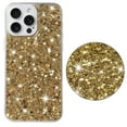 thumbnail image 1 of Bling Glitter Case for iPhone 14 Pro Case for Women Girls, Pretty Star Flash Twinkle Stardust Relief Pattern, Sparkling Powder Decoration, Heavy Duty Shockproof Protection Cover,Gold, 1 of 6