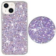 thumbnail image 1 of Bling Glitter Case for iPhone 15 Plus Case for Women Girls, Pretty Star Flash Twinkle Stardust Relief Pattern, Sparkling Powder Decoration, Heavy Duty Shockproof Protection Cover,Purple, 1 of 6