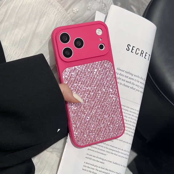 Bling Glitter Case for iPhone 17, Sparkly Shiny Diamond Rhinestone Protective Case, Shockproof Rugged Soft TPU Slim Phone Cover for Women Girls, Full Camera Protection Case,Rose