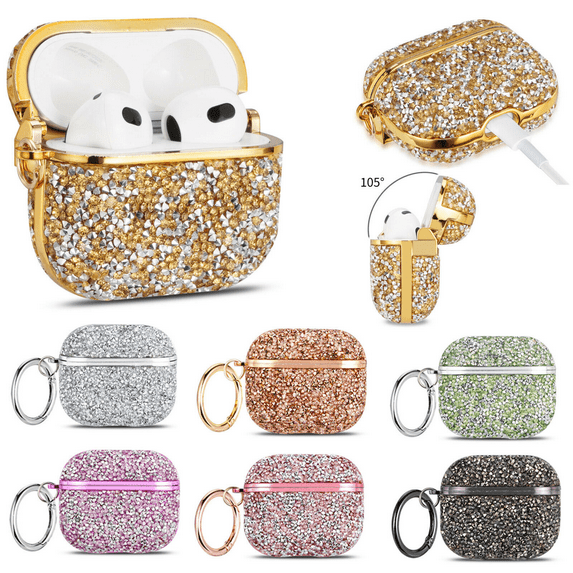Bling Glitter Diamond Protective Case Cover For Apple Airpods 1st 2nd 3rd Generation Pro Sparkly Shockproof Earphone Case Cover For AirPods 1/2/3 For Girls Women